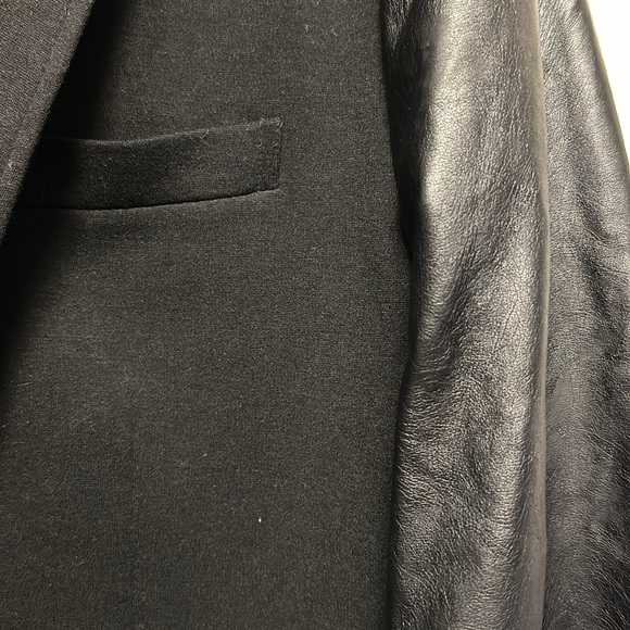 Saks Fith Ave oversized blazer with leather arms - Picture 2 of 4